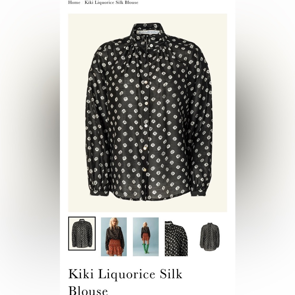 Alix of Bohemia Kiki Liquorice Silk Black Blouse - Picture 2 of 9